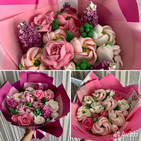 Зефирные букеты ручной работы