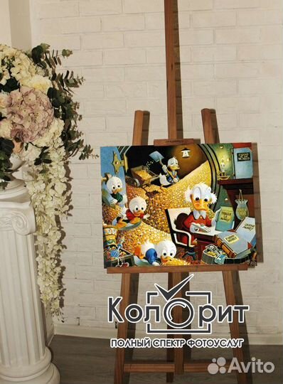 Картина портрет Скрудж Макдак и богатство 40Х50см