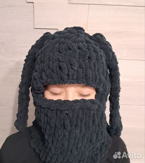 Балаклава вязаная с ушками