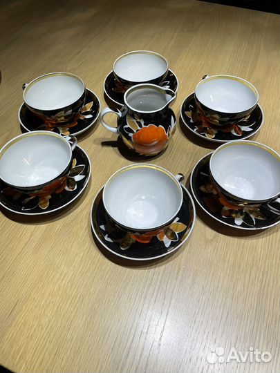Сервиз чайный Дулево розы на черном