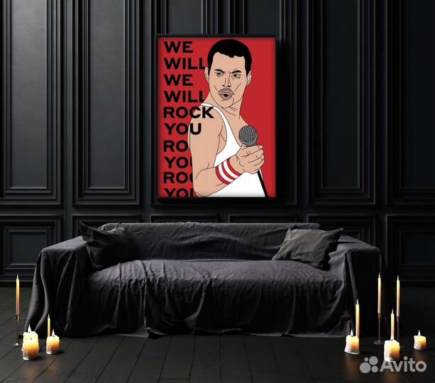 Постер «Freddie Mercury red-black