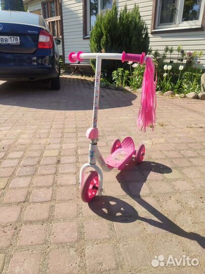 Самокат детский от 3 лет для девочки розовый
