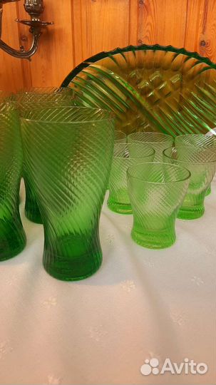 Набор посуды ссср,цветное стекло