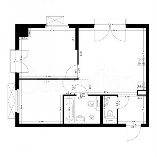 2-к. квартира, 52,3 м², 17/26 эт.
