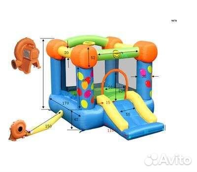 Детский надувной батут с горкой