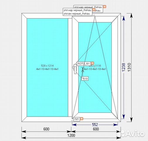 Пластиковое окно Rehau 1200 х1310