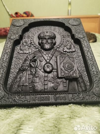 Икона Николай Чудотворец (мореный дуб)