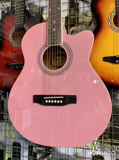 Розовая гитара + чехол