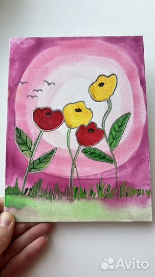 Картина маслом на холсте цветы море