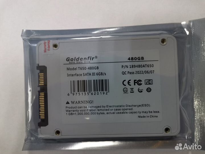 Жесткий диск SSD 480Gb новый