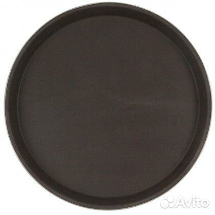 Поднос прорезиненный круглый 270х25 мм коричневый
