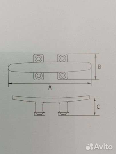 Утка швартовая 152 мм нержавейка aisi 316