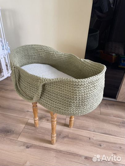 Люлька переноска вязаная с матрасом