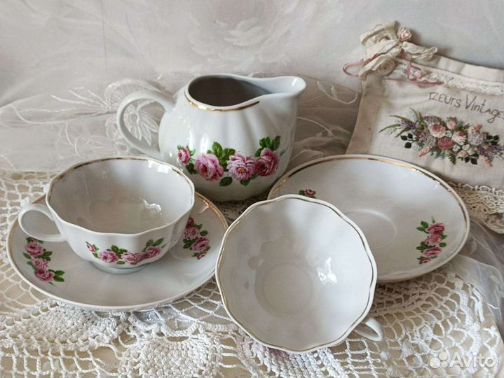 Чайные пары и молочник Дулёво 