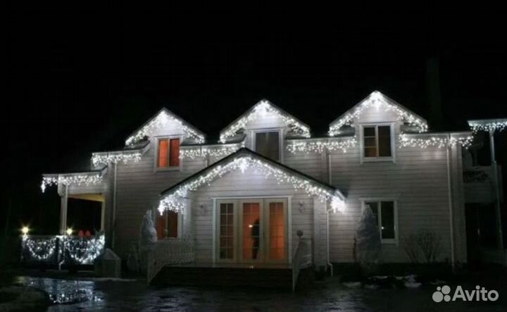 Украшение домов гирляндами