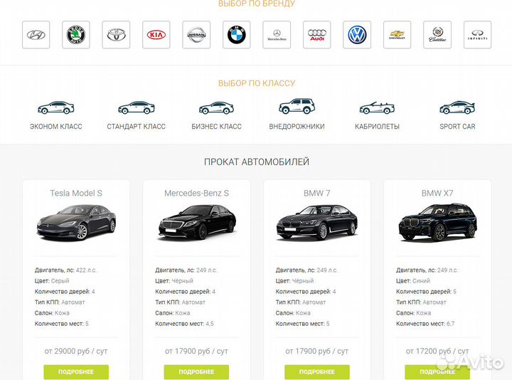 Готовый сайт Прокат автомобилей (SEO раскрученный)