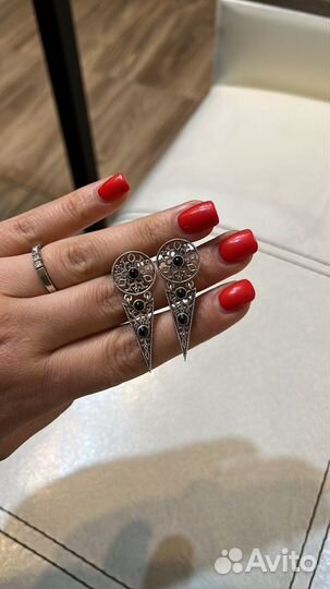 Серьги кольца серебро 925