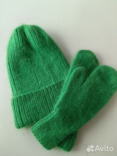 Шапка и варежки из пуха норки