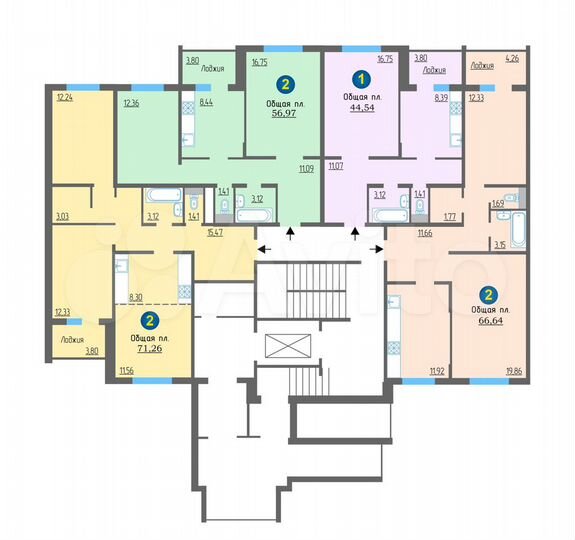 2-к. квартира, 62,6 м², 6/10 эт.