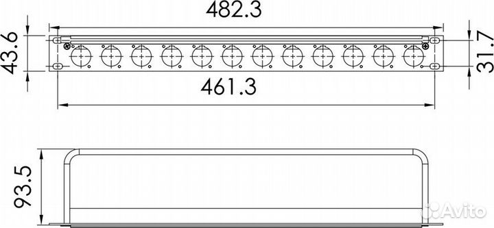 Панель 1U Roxtone rack1U12