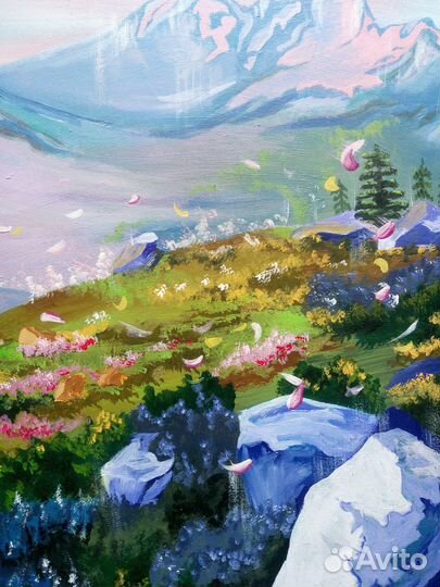 Картина ручной работы акрилом на холсте 