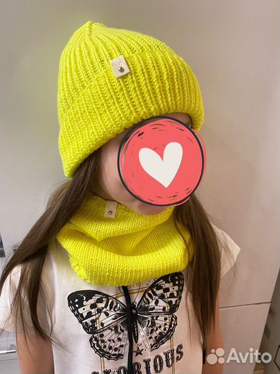 Комплект шапка и снуд вязаные Ручная работа