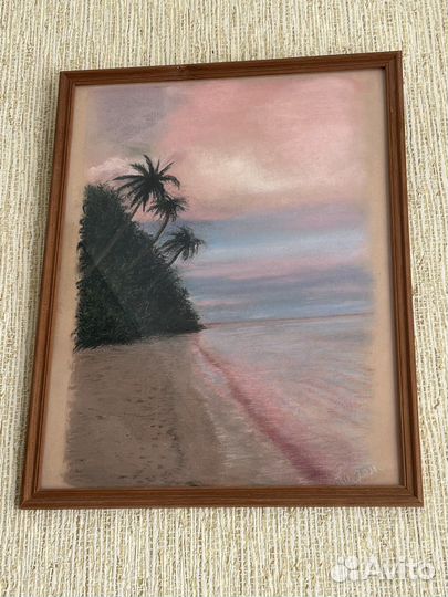 Картина пастелью Пляж