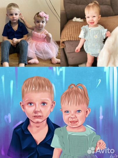 Цифровой портрет на заказ; Портрет на холсте