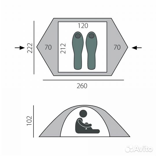 Палатка BTrace Spin 2 зеленый