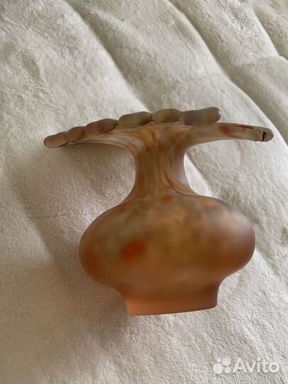 Ваза розовое стекло роспись цветы