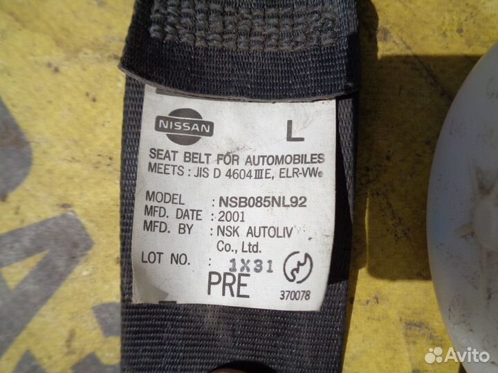 Ремень безопасности левый Nissan Primera P12 J