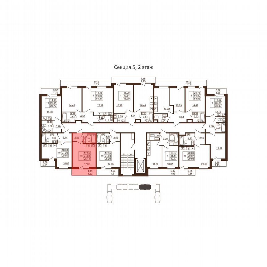 Квартира-студия, 25,4 м², 4/6 эт.