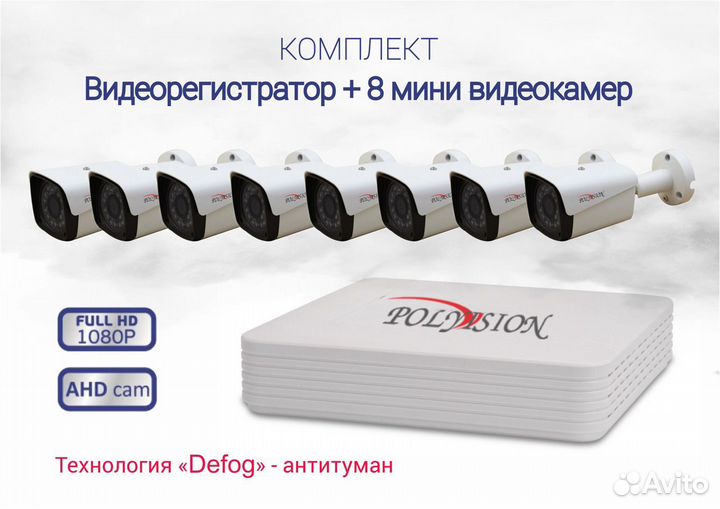 Комплект видеонаблюдения 8 камер+видеорегистратор