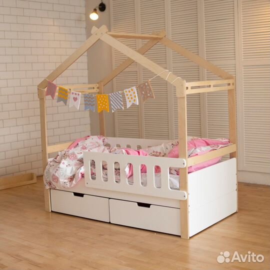 Детская Кровать Домик с ящиками