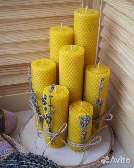 Свечи из вощины с травами ручной работы