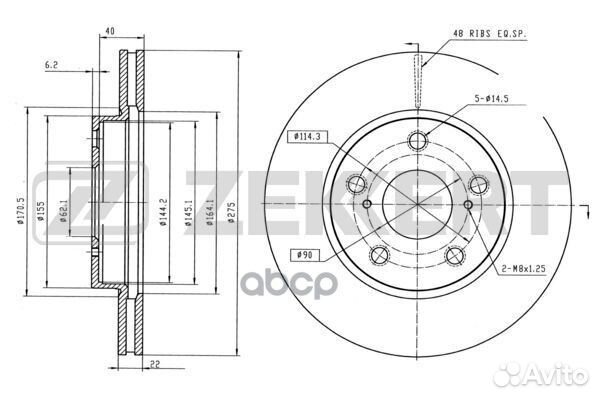 Диск торм. перед. Toyota Auris (E150) 07- Coro