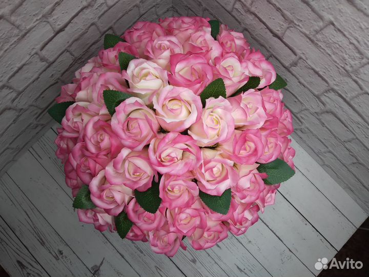 Букет из мыльных роз,букет шкатулка,цветы