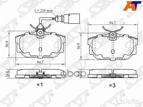 Колодки тормозные зад с датчиком volksvagen TRA
