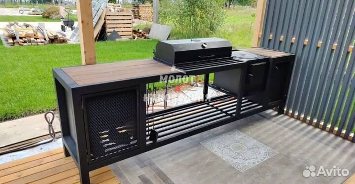 Мангал с печью под казан