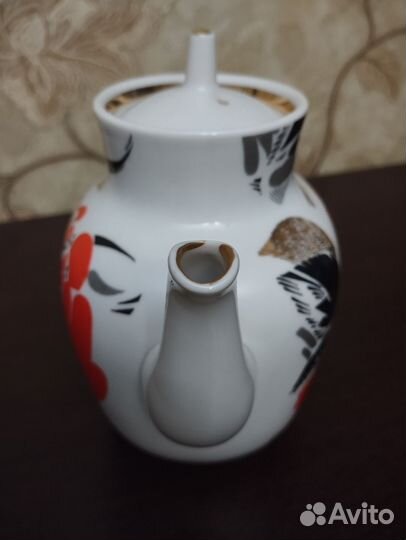 Заварочный чайник Красные пионы, гжель