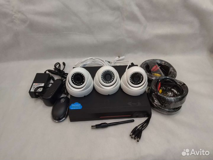 Видеонаблюдение 3 камеры и Wi-Fi