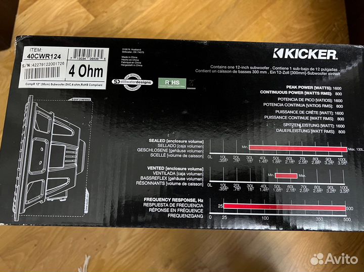 Сабвуфер Kicker CWR124 с коробом
