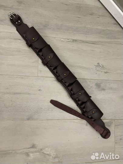 Кожаный патронташ 12 калибр