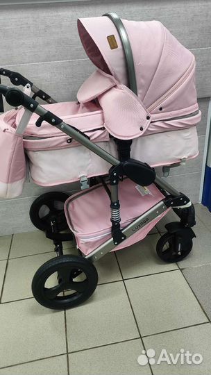 Коляска детская luxmom555w розовая новая