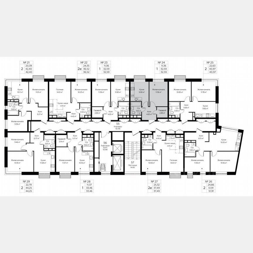 1-к. квартира, 32,6 м², 4/13 эт.