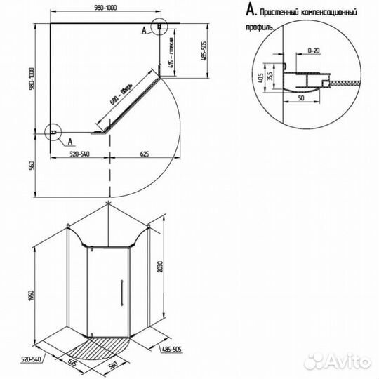 Душевой уголок Migliore Diadema Penta 100x100 см прозрачное стекло