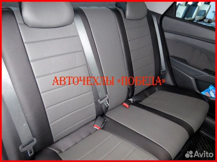 Чехлы Hyundai Solaris 2 из экокожи чёрно-серые