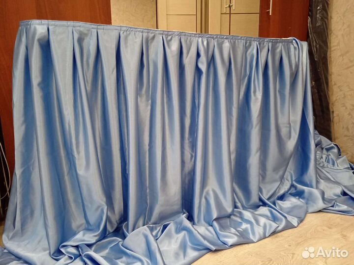 Юбка для свадебного стола 5,70м голубая