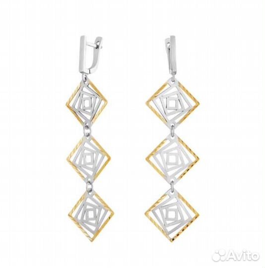 Серебряные серьги подвески 925пр