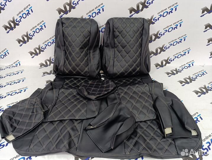 Чехлы эко-кожа для ваз 2109-2114-2115 белая строчк